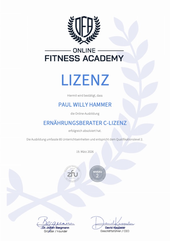 Ernaehrungsberaterlizenz Paul Hammer